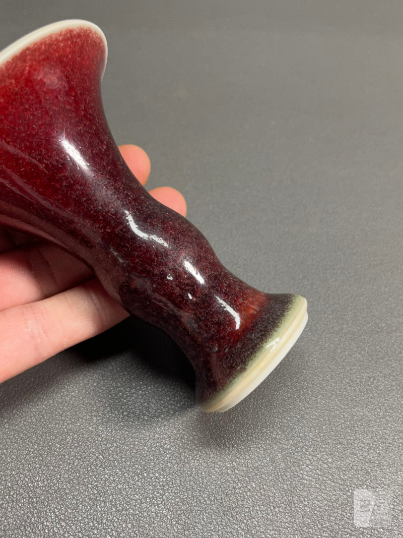 清康熙  郎窑红釉小花觚 - 图14